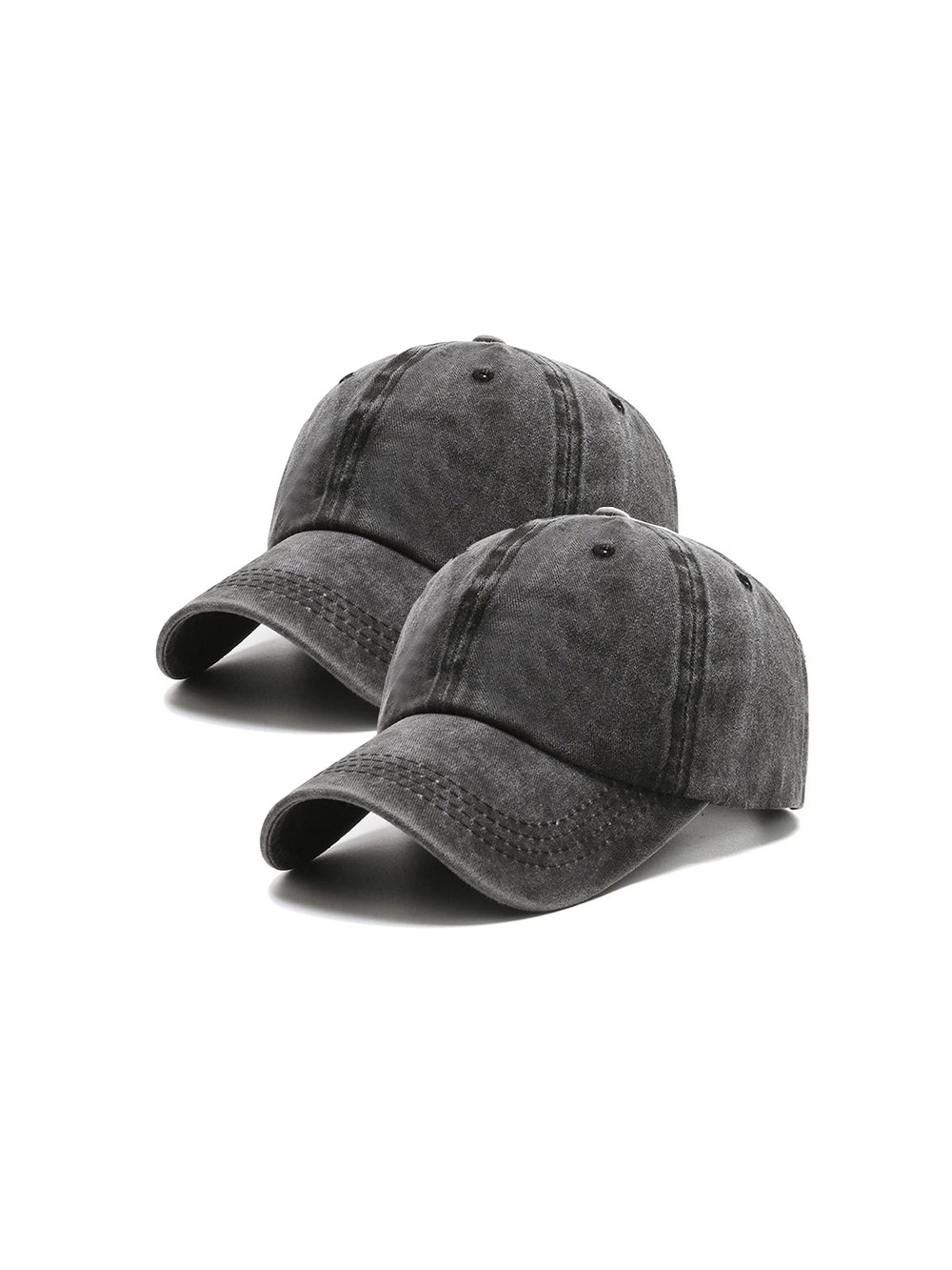 2 Packs Vintage Washed Distressed Baseball Cap Dad | 2 Packs, Black | Size OS